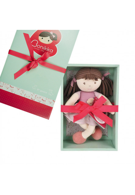Bonikka All Natural látková bábika v darčekovom balení (malá Brook ružové šaty) Bonikka