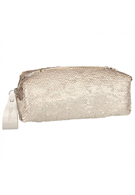 Kosmetická taška - matně zlatá s měnícími flitry Top Model