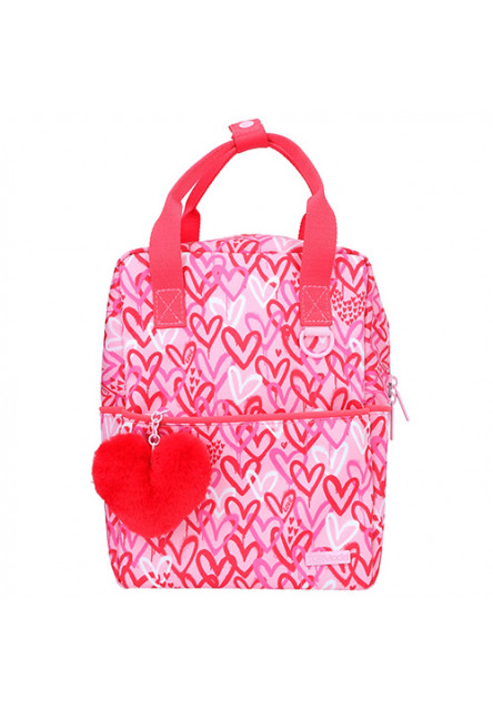 Batůžko-taška - růžová, se vzorem srdcí Top Model