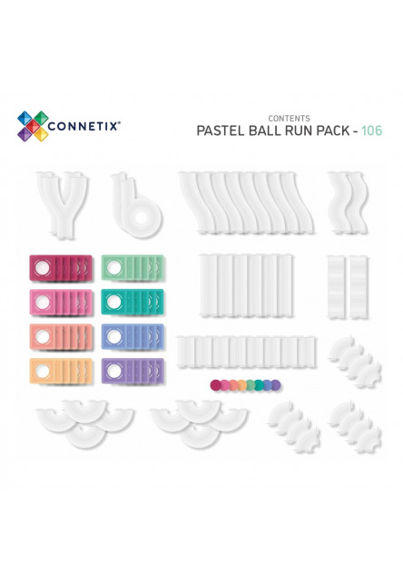 Magnetická stavebnice - Pastel Ball Run Pack 106 ks