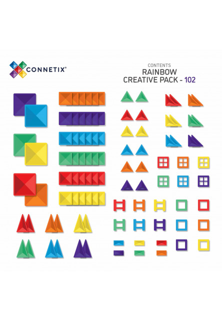 Magnetická stavebnice - Rainbow Creative Pack 102 ks