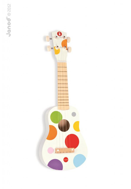 Dřevěné ukulele Confetti s reálným zvukem 4 struny Janod