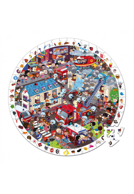 dětské kulaté puzzle s hrou Požárníci v kufříku 208 ks