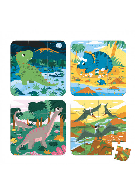 Puzzle 4v1 Dinosauři 6-9-12-16 ks